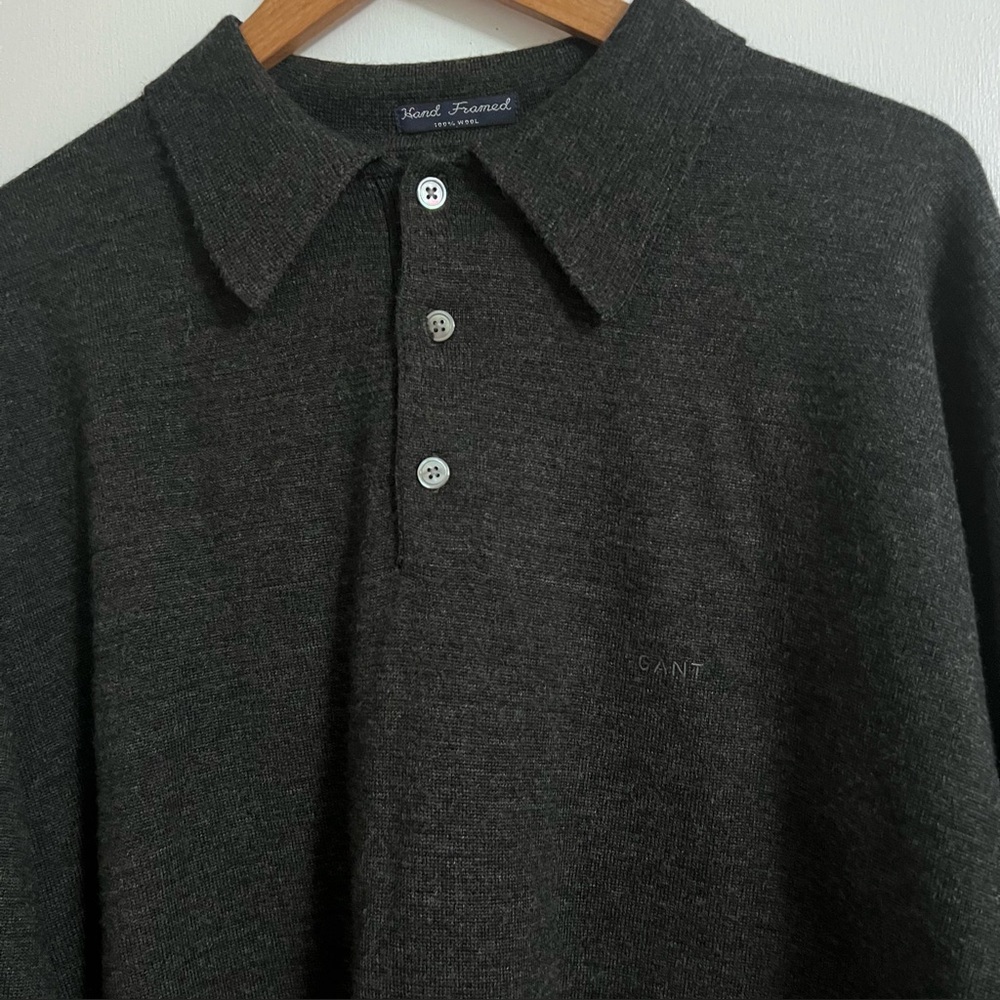 GANT Men’s Hand Framed 100% Wool Gray Sweater - Size Large